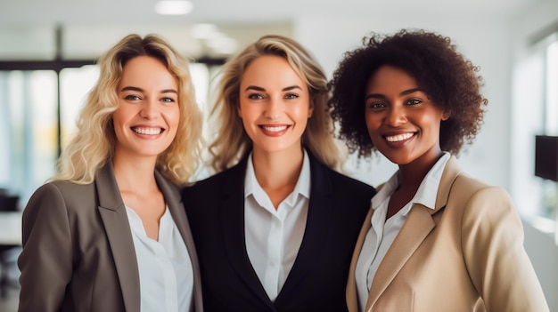 Tre donne d'affari sicure nell'ufficio moderno Ritratto di una squadra d'azienda di successo