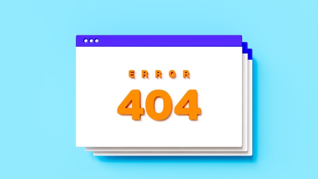 Tre finestre di errore con messaggio di errore 404 su internet blu e problemi di connessione tema