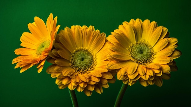 Tre fiori gialli con sopra uno che dice "girasoli".