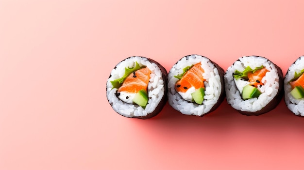 tre rotoli di sushi che sembrano carini