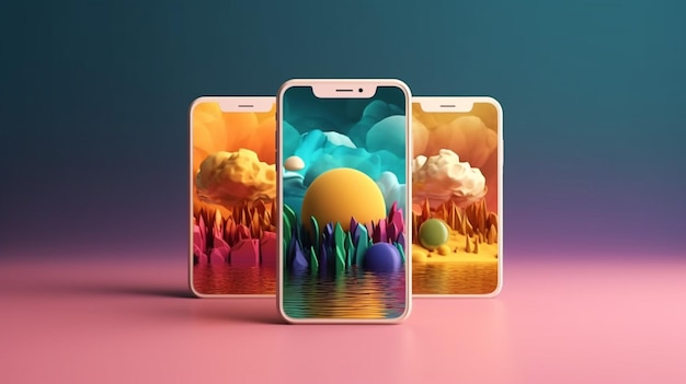 Tre smartphone con colori diversi