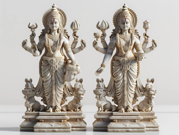 Tre statue di Ganesha su uno sfondo bianco Illustrazioni generative di AI