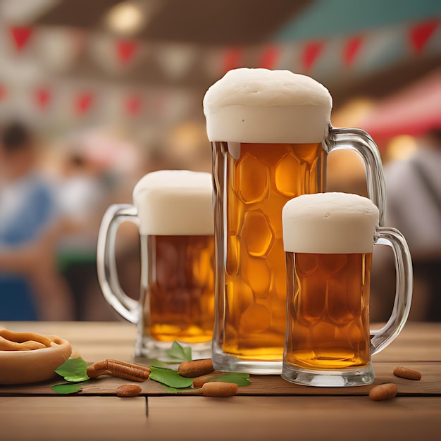 tre tazze di birra con qualche altra tazza di birra