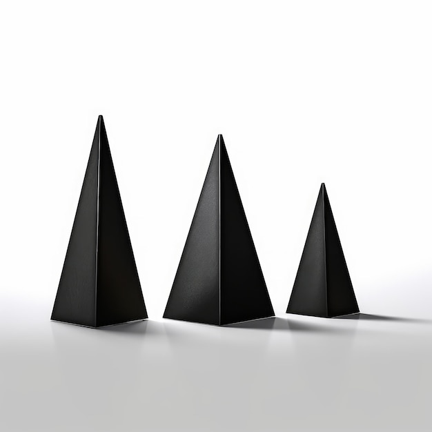 Tre triangoli neri sono davanti a uno sfondo bianco.