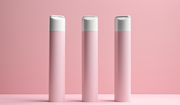 tre tubi di prodotto su uno sfondo rosa