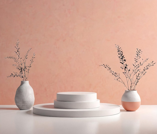 tre vasi con dei fiori su un tavolo bianco