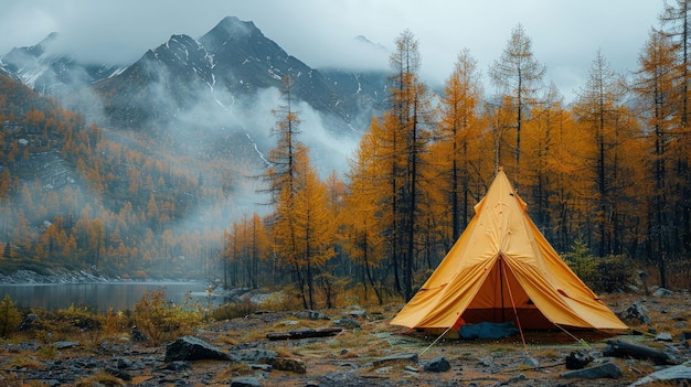 Trekking nella natura selvaggia nella Taiga siberiana paesaggi remoti ecocamps turismo d'avventura HD fotorealistico