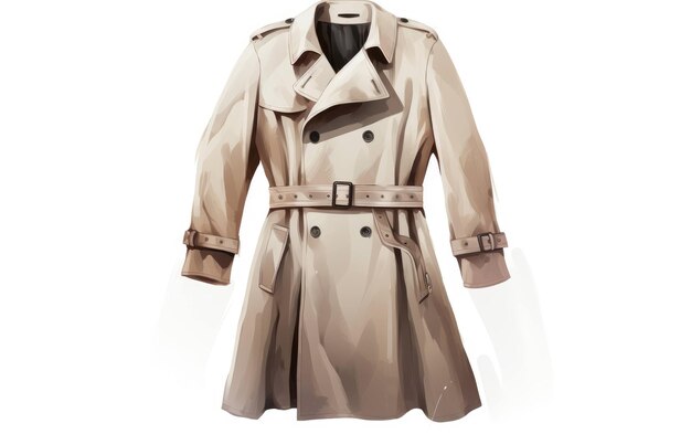 Trench coat invernale su sfondo bianco