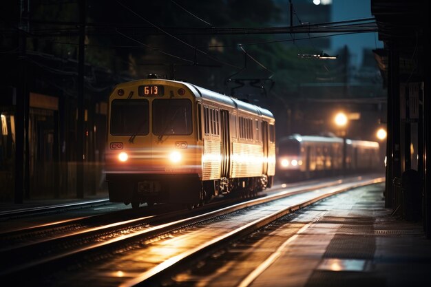 Treni in azione Foto vibrante a lunga esposizione che mostra il movimento e l'energia