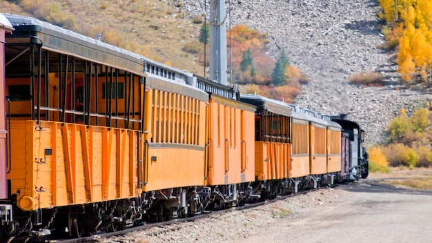 Treno a scartamento ridotto da Durango a Silverton. Questo treno è in funzione quotidianamente sulla ferrovia a scartamento ridotto tra Durango e Silverton Colorado