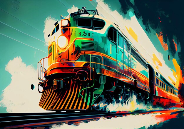 Treno ad alta velocità multicolore luminoso