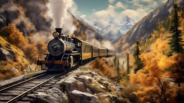 treno che attraversa le montagne