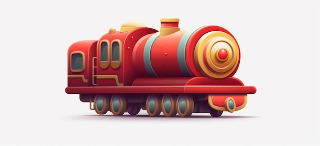 treno dei cartoni animati con motore rosso e giallo e intelligenza artificiale superiore gialla
