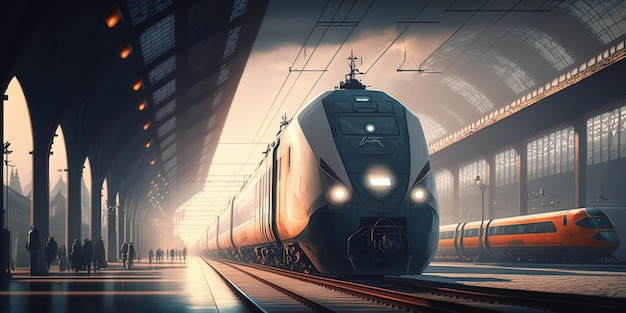 Treno elettrico ad alta velocità della città ferroviaria urbana AIGenerato