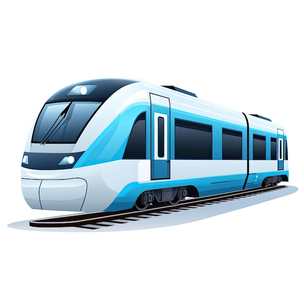 Treno isolato su sfondo bianco Illustrazione vettoriale in stile cartone animato piatto