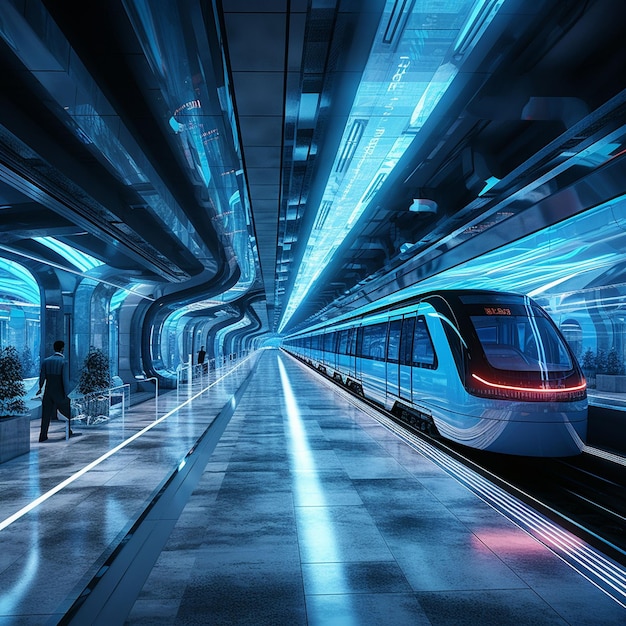 Treno passeggeri rosso ad alta velocità che attraversa la ferrovia la sera al tramonto