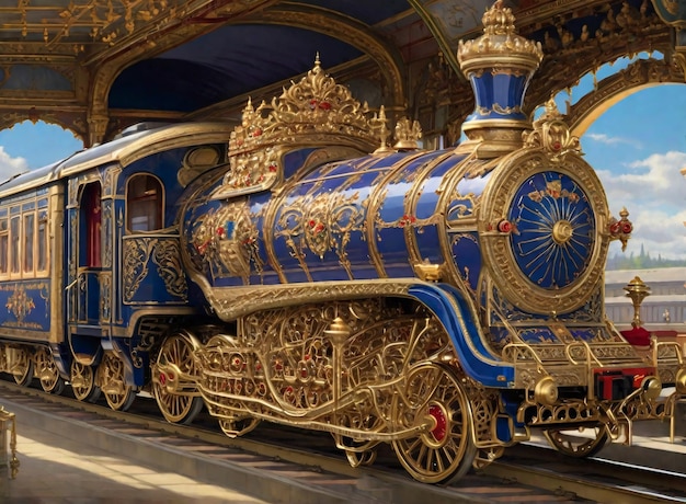 Treno reale d'epoca con disegno dorato intricato