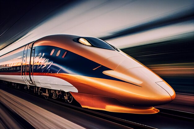 Treno veloce in motion blurgenerative ai