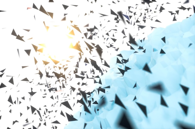 Triangle surface plane with structure lines 3d rendering