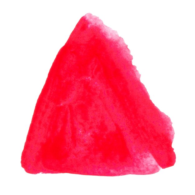 Triangolo di tiraggio della carta di colore rosso isolato su priorità bassa bianca
