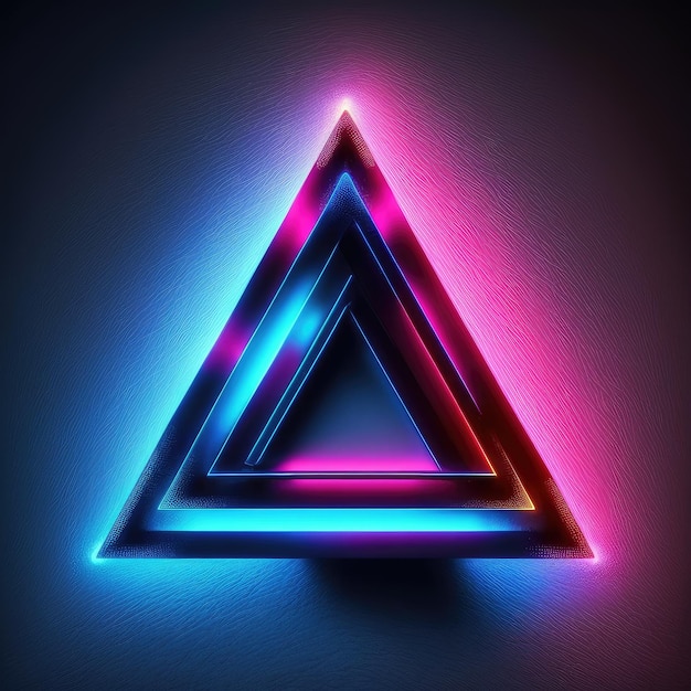 Triangolo magico al neon con fulmini sovrapposti che agisce su sfondo nero
