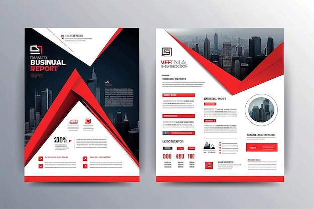 Triangolo rosso modello vettoriale di modello di brochure di relazione annuale aziendale
