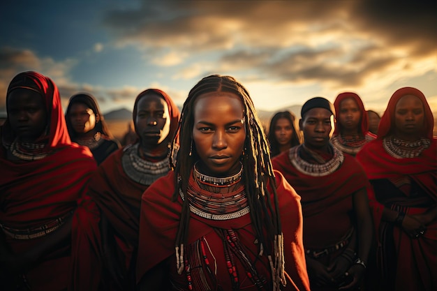 Tribù Maasai conosciuta per i loro abiti e la loro cultura distintivi Generata con l'AI