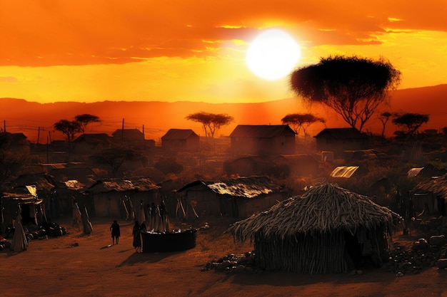 Tribù Masai nella savana africana Creato con tecnologia AI generativa