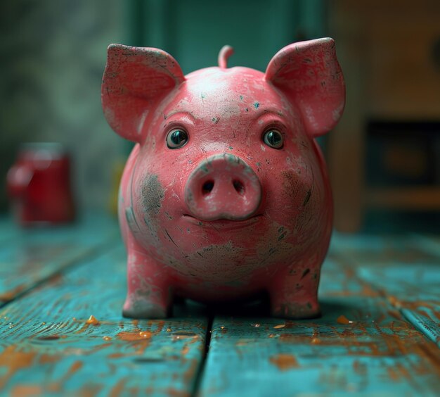 Triste porcellino rosa con gli occhi abbassati attuale disegno dell'inflazione
