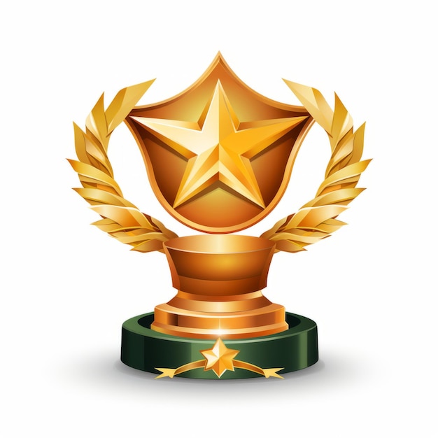 trofeo dorato con una stella in cima isolata su sfondo bianco