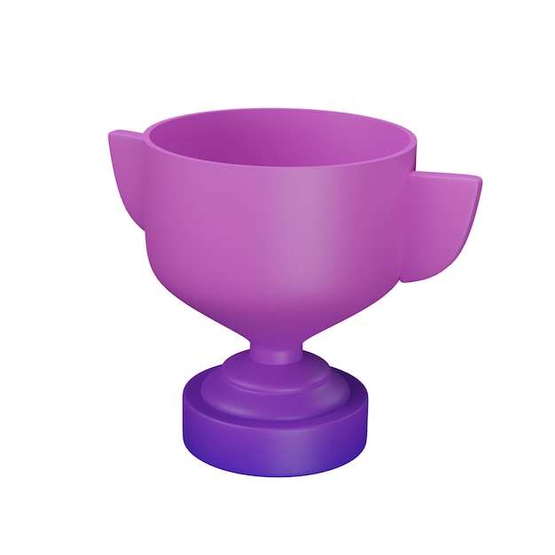 Trofeo Icona 3d Illustrazione con gradiente viola isolati su lavagna bianca