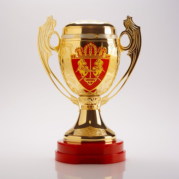 trofeo per la vittoria nel calcio con il logo della nazionale spagnola in mostra