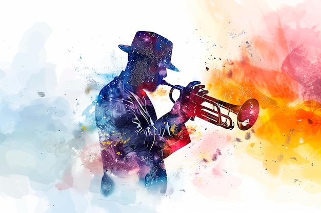 Trombettista jazz che suona dal vivo in un night club Giorno della musica Giorno internazionale del jazz
