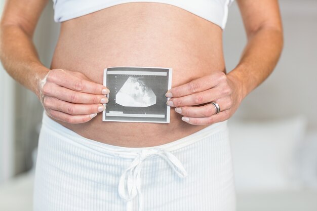 Tronco del sonogramma della tenuta della donna incinta