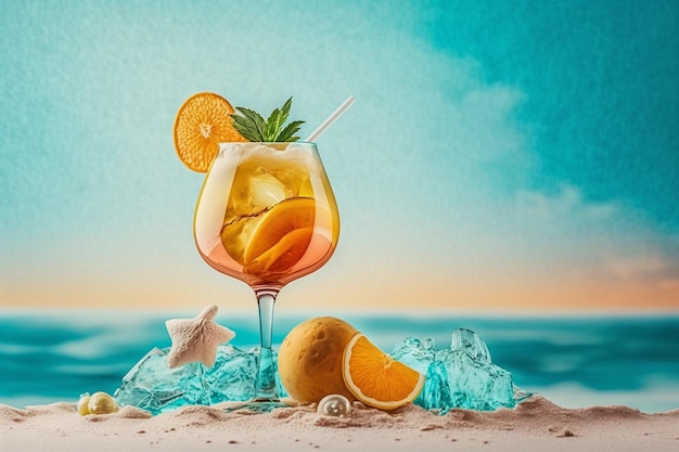 Tropical cocktail Concept Vacanze estive e Relax vocazione arte generazione AI