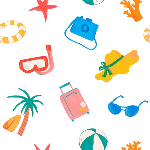 Tropical doodle png modello senza cuciture sfondo trasparente