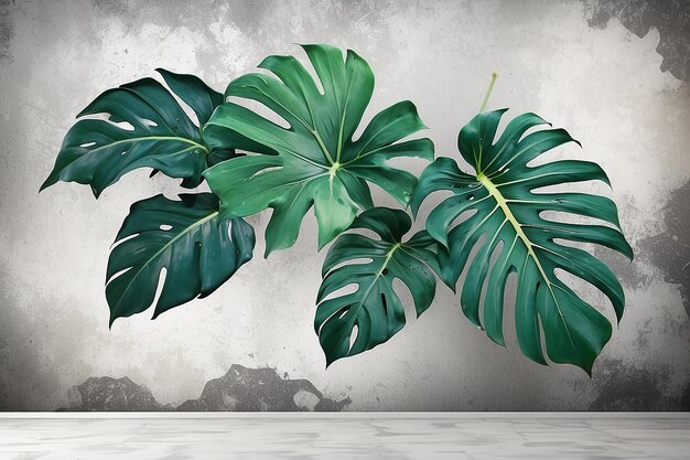 Tropical Elegance Abstract Leaf su uno sfondo da parete grunge