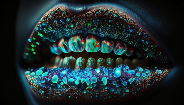 Truccatrice macrofotografia bellissima bioluminescente