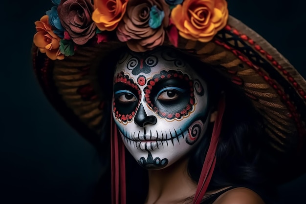 Trucco viso donna dia de los muertos