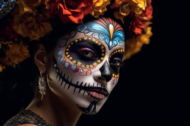 Trucco viso donna dia de los muertos