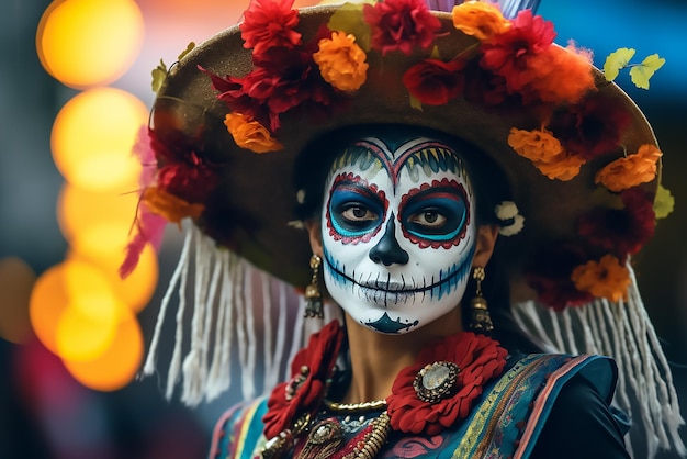 Trucco viso donna dia de los muertos