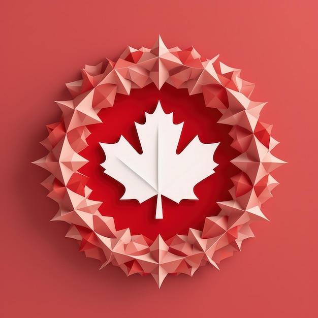 True North Pride Minimalistic 3D Paper Cut Craft Illustrazione per la Giornata del Canada