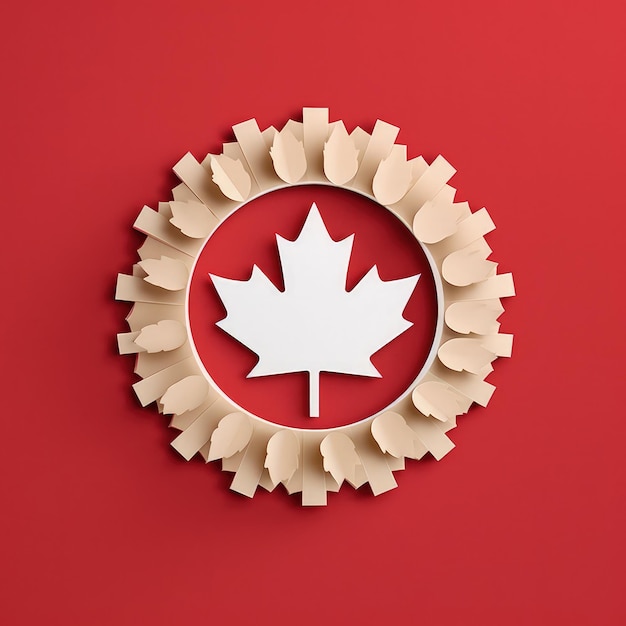 True North Pride Minimalistic 3D Paper Cut Craft Illustrazione per la Giornata del Canada