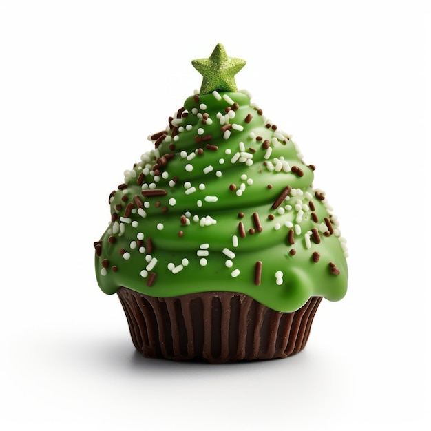 Truffoli al cioccolato dell'albero di Natale con glassa verde e spruzzate