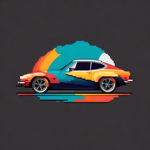 tshirt design grafico di uno sfondo trasparente minimalista a colori completo gtr mustang car side