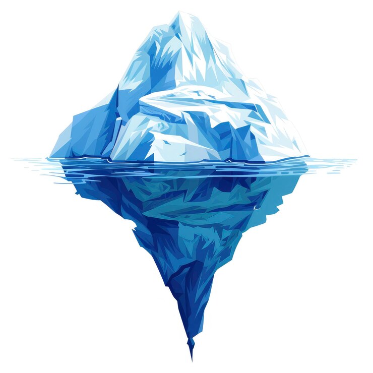 Tshirt design vector style clipart giant iceberg in the winter ice cold ocean isolated on white