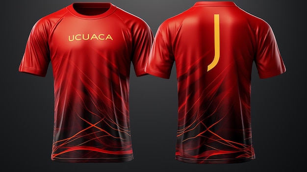 Tshirt modello di disegno sportivo Mockup di maglia da calcio per la vista anteriore e posteriore uniforme della squadra di calcio