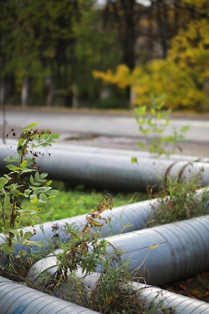 Tubi metallici sulla strada tubi dal gasdotto gasdotto per il pompaggio del gas heatpipe grande tubo color argento per l'acqua calda