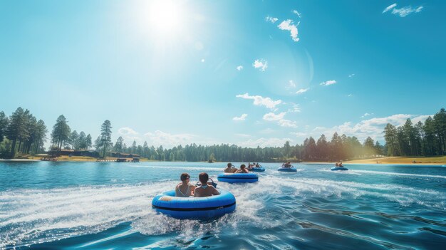 Tubing estivo sul lago