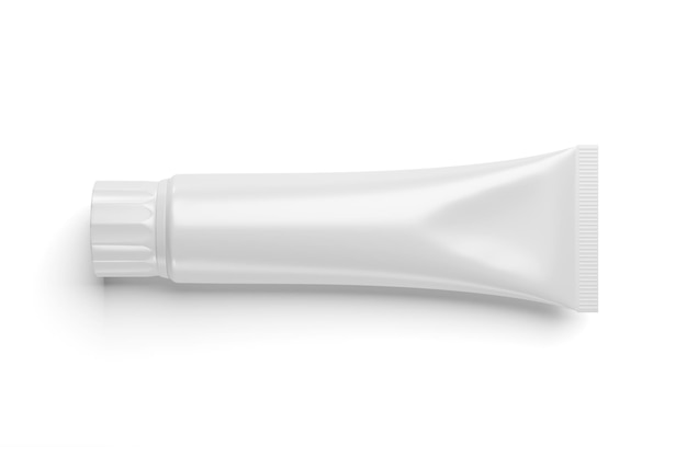 Tubo cosmetico bianco vuoto isolato su sfondo bianco illustrazione del rendering 3D